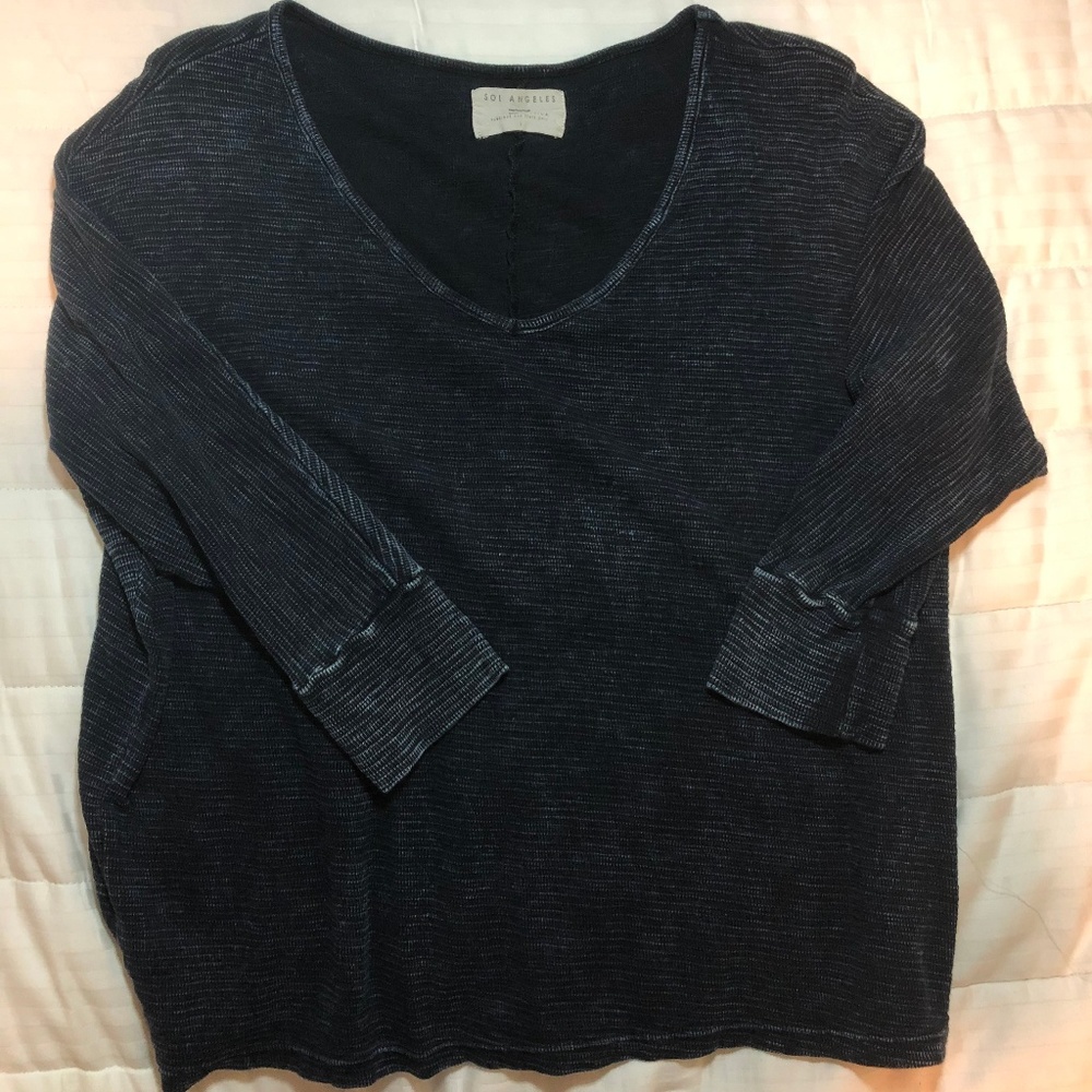 3/4 sleeve, navy, Sol Angeles low scoop neck